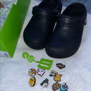 CROCS Black Clogs with Cartoon Charms
